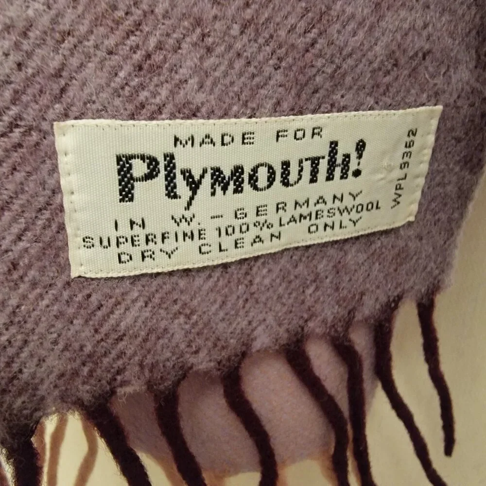 Vintage Plymouth Scarf 100% Superfine‎ Lambswool Striped Scarf West Germany